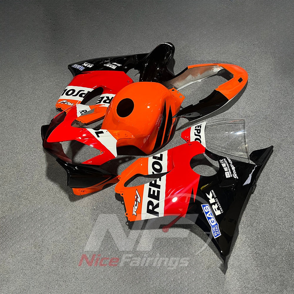 Aftermarket Fairing Kit Fits 2004-2007 HONDA CBR600 F4i - ABS Plastic - Black Orange Red | NiceFairings - side angle image