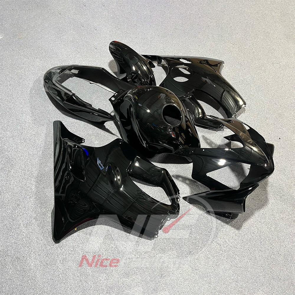 Motorcycle Fairing Kit Fits 2004-2007 HONDA CBR600 F4i - ABS Plastic - Gloss Black | NiceFairings - front angle image