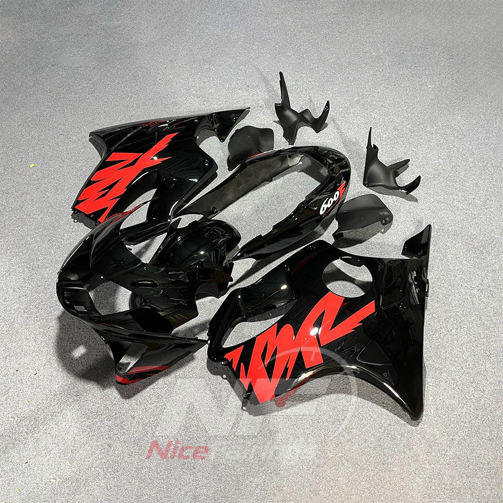 Motorcycle Fairing Kit Fits 1999-2000 HONDA CBR600 F4 - ABS Plastic - Black Red | NiceFairings - side angle image