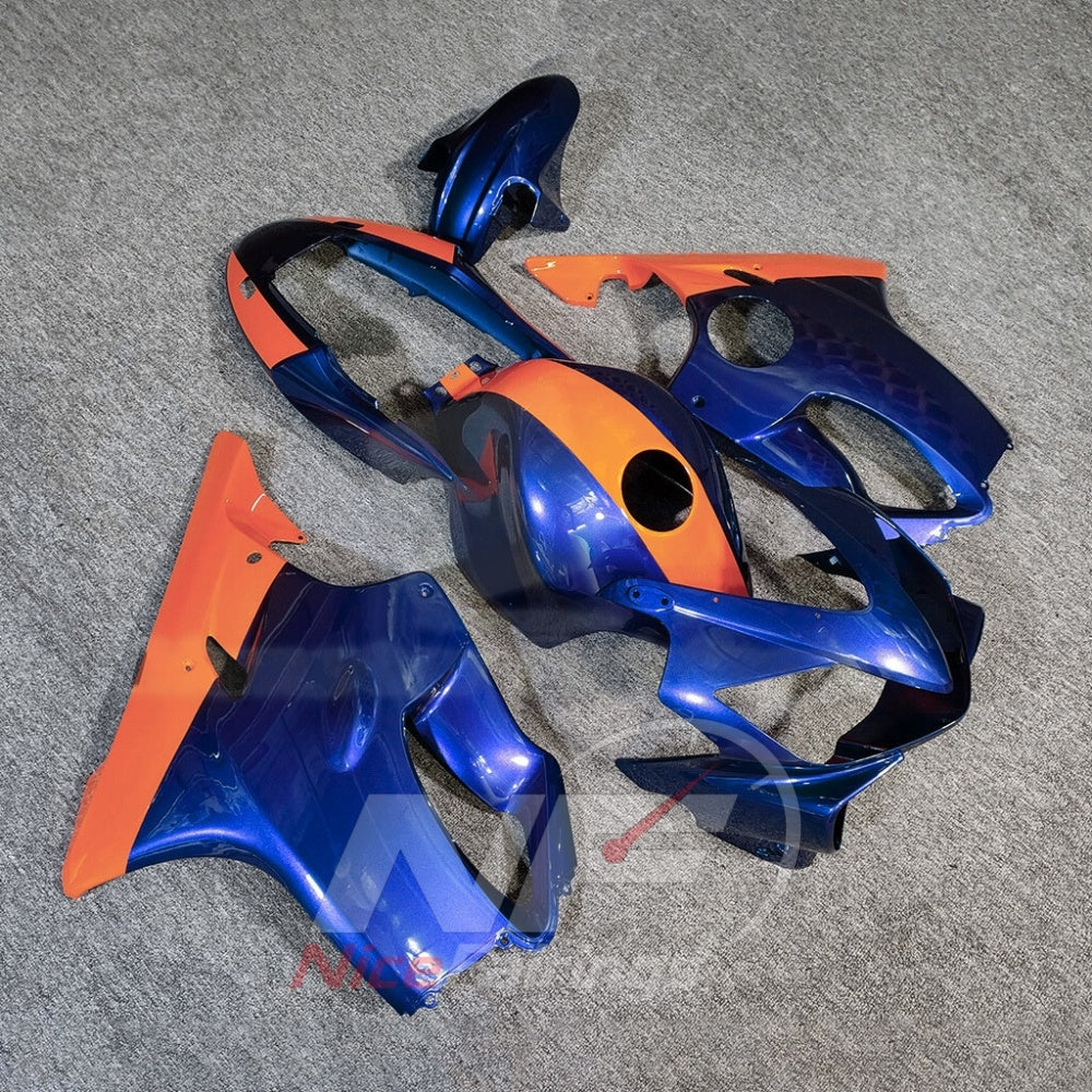 Motorcycle Fairing Kit Fits 2004-2007 HONDA CBR600 F4i - ABS Plastic - Blue Orange | NiceFairings - side angle image