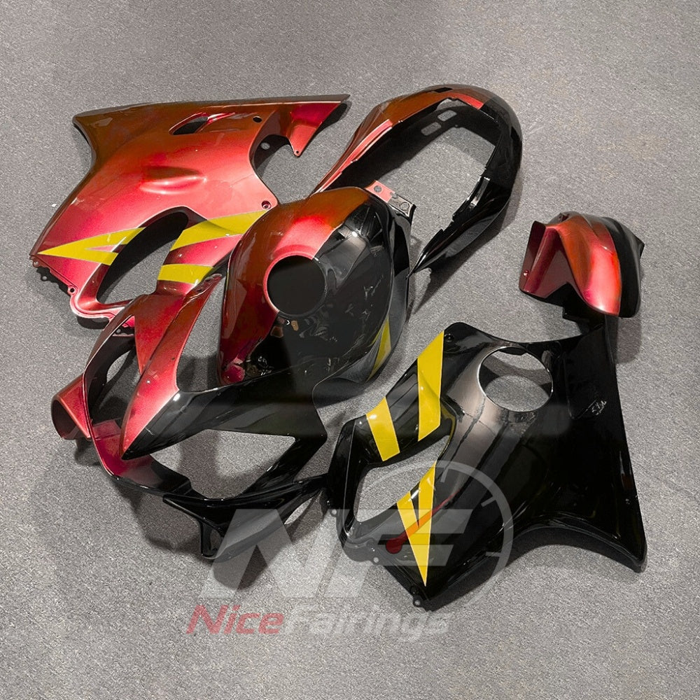 Replacement Fairings Fit 2004-2007 HONDA CBR600 F4i - ABS Plastic - Red Black Yellow | NiceFairings - front angle image