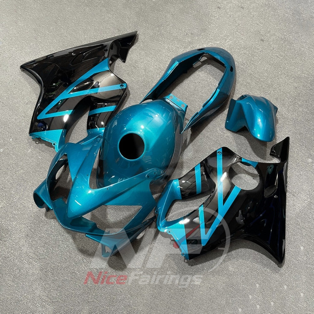 Sportbike Fairing Kit Fits 2004-2007 HONDA CBR600 F4i - ABS Plastic - Turquoise Black | NiceFairings - front angle image