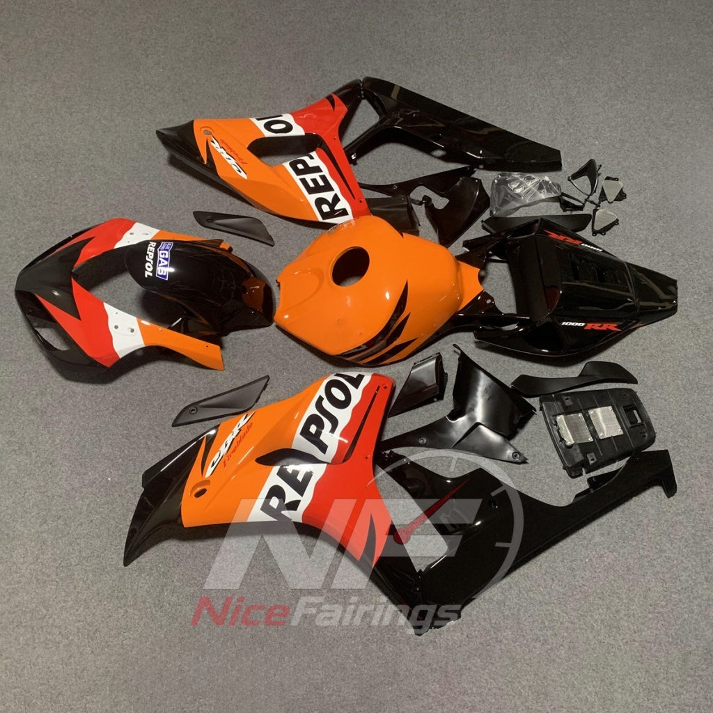 Replacement Orange Injection-Molded Cowling Set Fits HONDA CBR1000RR 2006-2007 | NiceFairings - side angle image