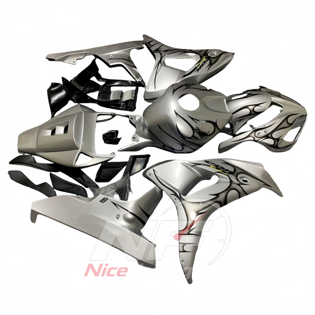 Custom-Painted Silver ABS Plastic Fairing Set Fits 2006-2007 HONDA CBR1000RR | NiceFairings - side angle image