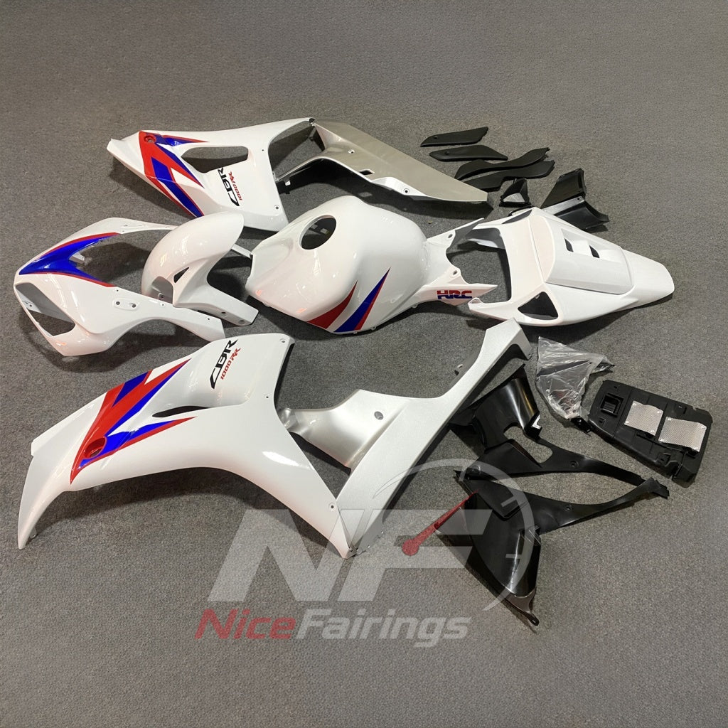 Painted White Injection-Molded Fairings Compatible with HONDA CBR1000RR 2006-2007 | NiceFairings - front angle image