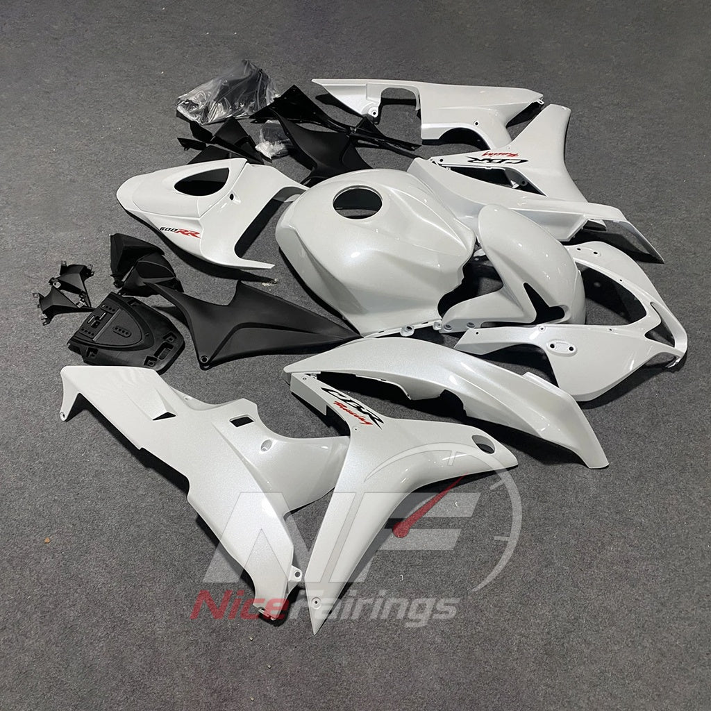 Painted White ABS Body Panel Kit Fits 2007-2008 Honda CBR600RR F5 | NiceFairings - front angle image