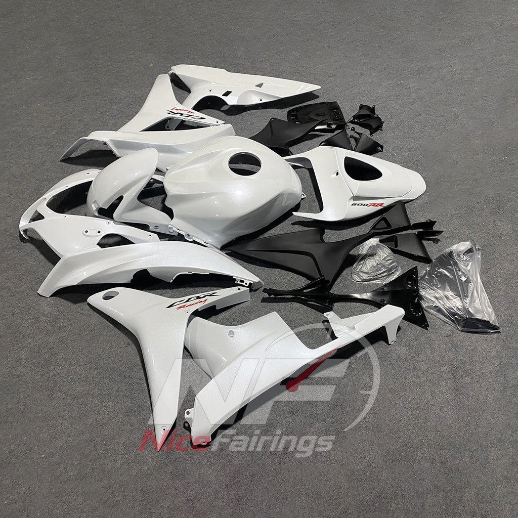Painted White ABS Body Panel Kit Fits 2007-2008 Honda CBR600RR F5 | NiceFairings - side angle image