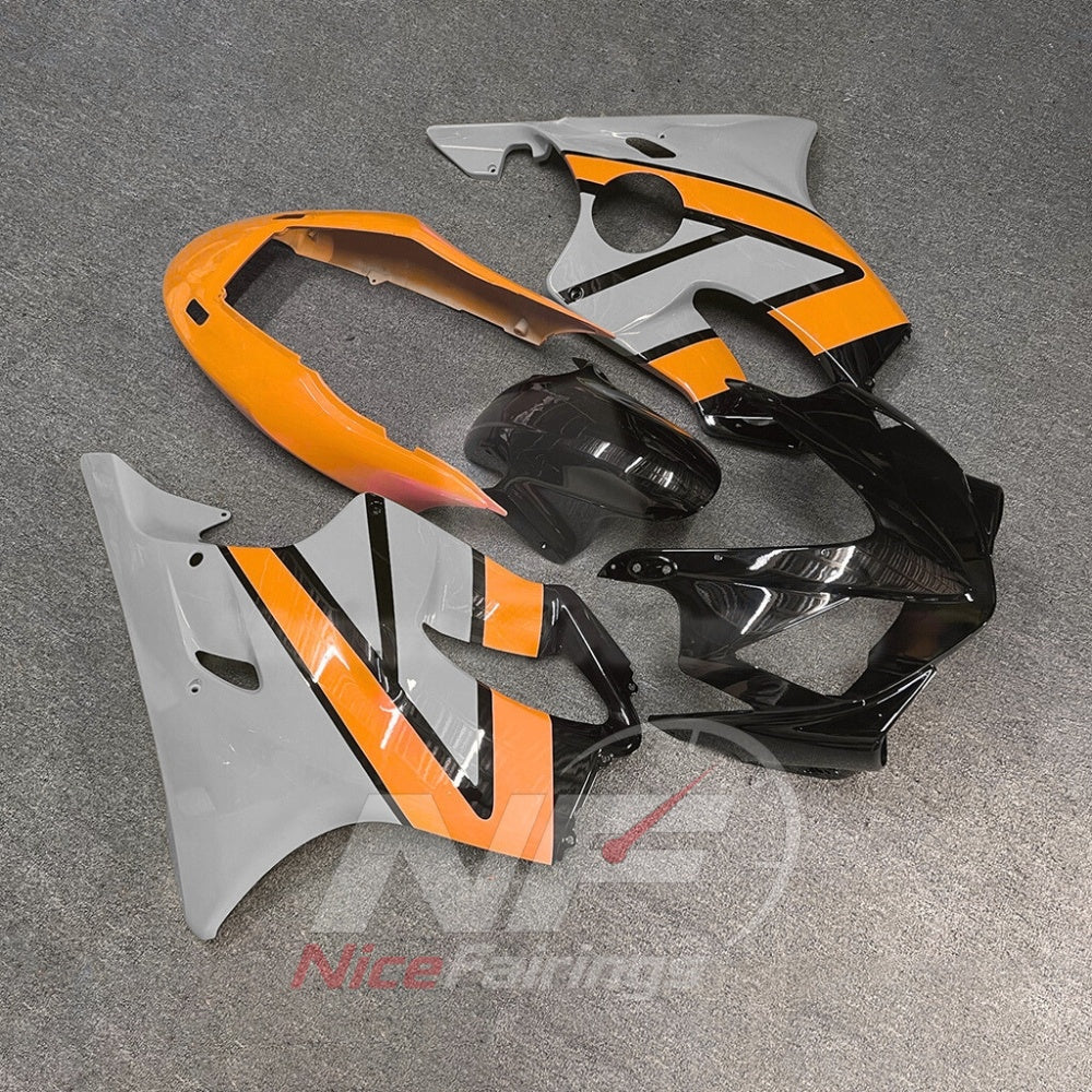 Motorcycle Fairing Kit Fits 2004-2007 HONDA CBR600 F4i - ABS Plastic - Orange Silver | NiceFairings - side angle image