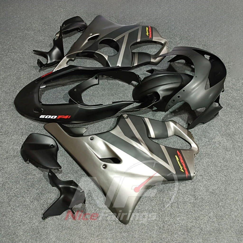 Custom Fairings Fit 2004-2007 HONDA CBR600 F4i - ABS Plastic - Silver Black | NiceFairings - side angle image