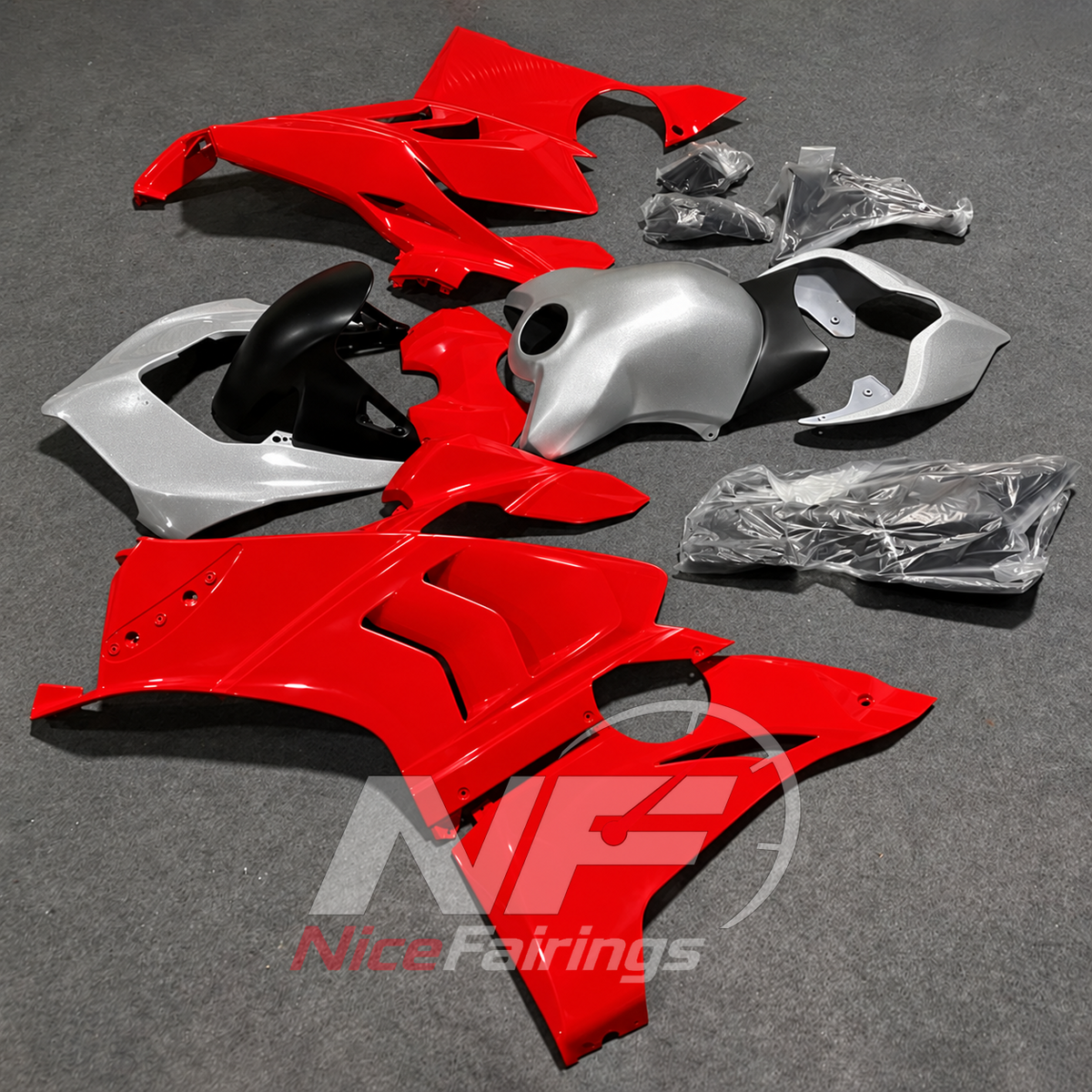 Custom-Painted Red Injection-Molded Cowling Set Fits DUCATI Panigale V4 V4S 2020-2021 | NiceFairings - front angle image
