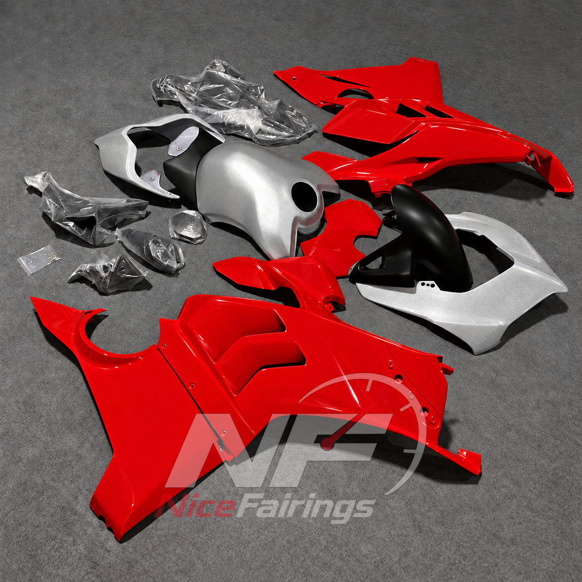 Custom-Painted Red Injection-Molded Cowling Set Fits DUCATI Panigale V4 V4S 2020-2021 | NiceFairings - side angle image