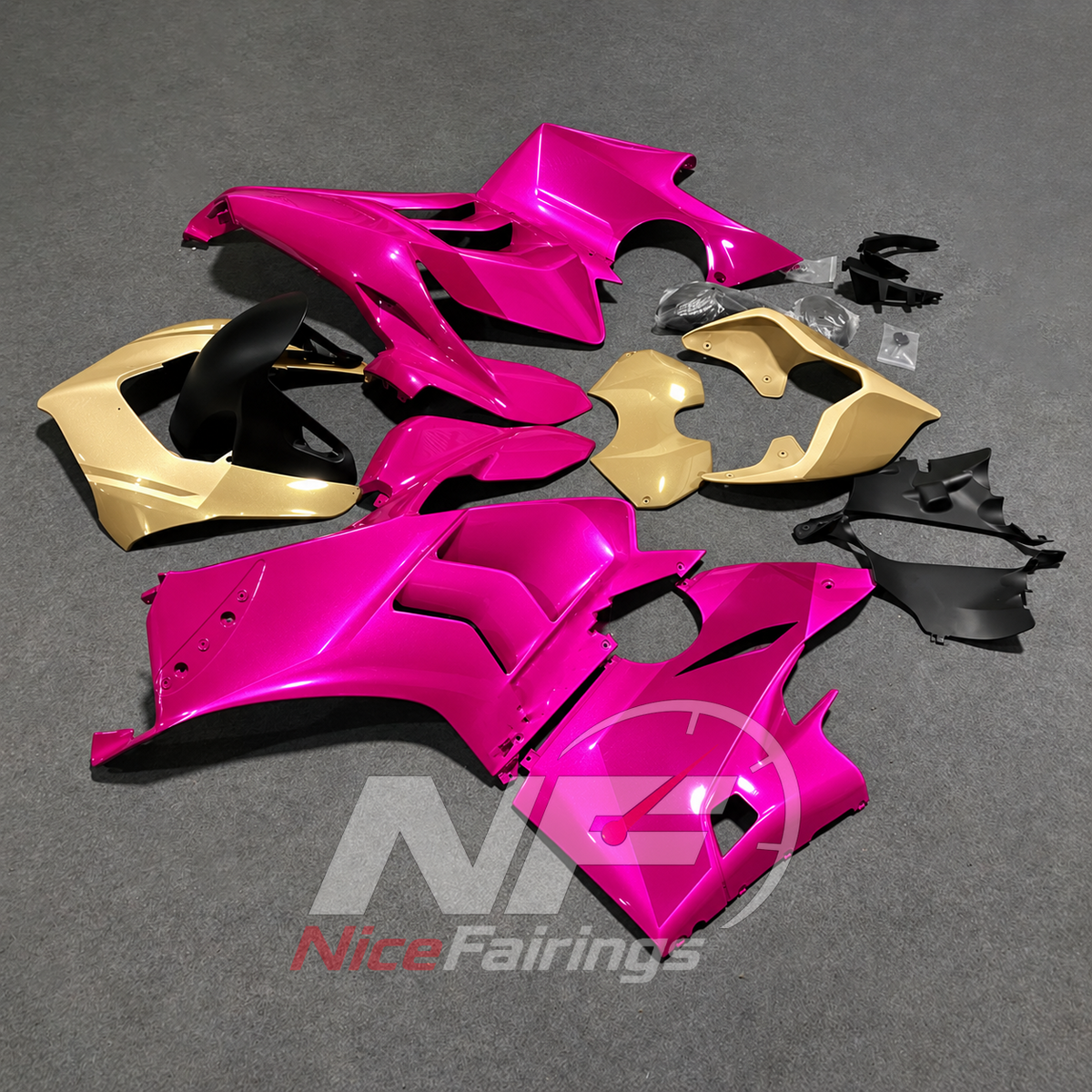 High-Precision Pink Injection-Molded Fairing Set Fits DUCATI Panigale V4 V4S 2020-2021 | NiceFairings - front angle image