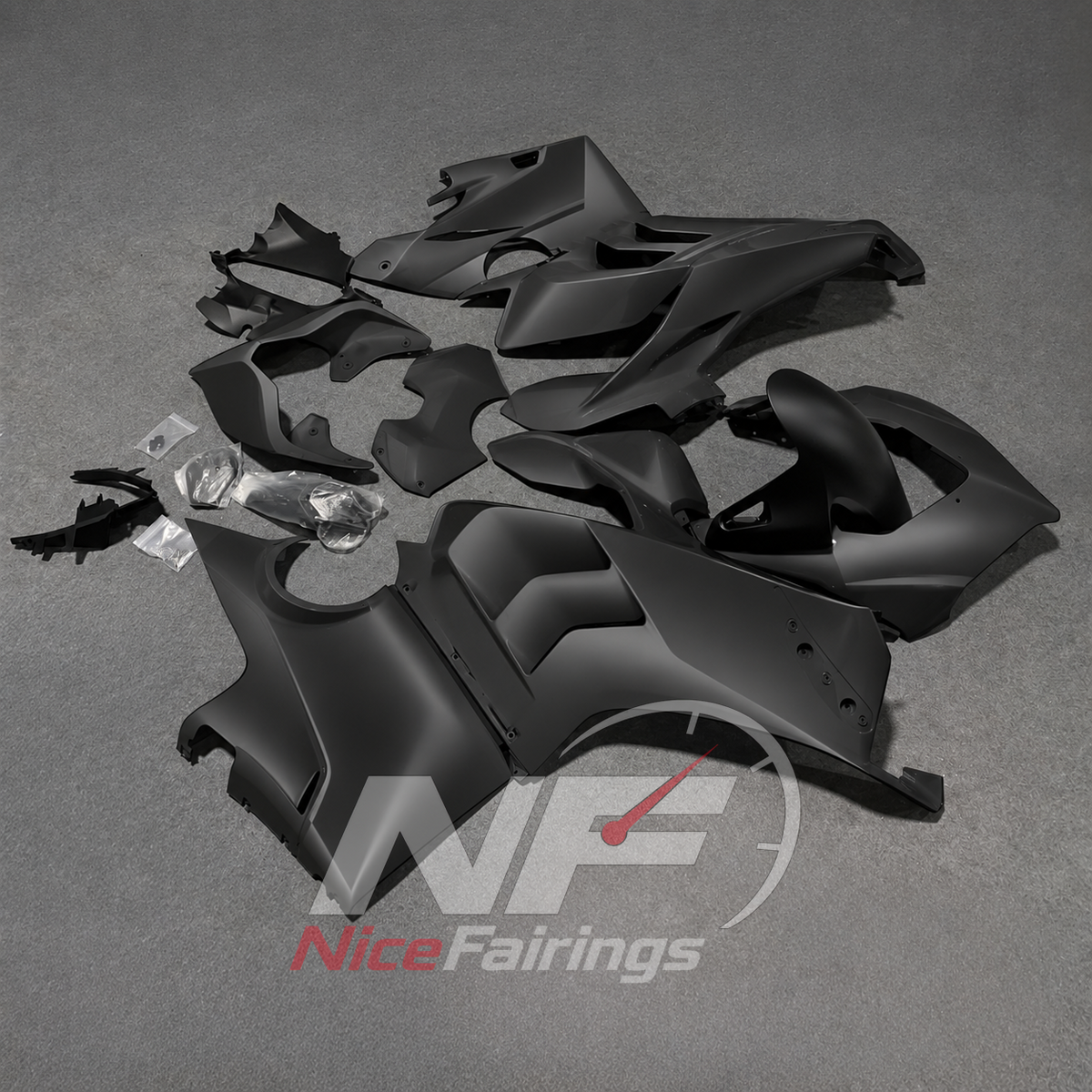 Matte-Finish Black ABS Fairing Panel Kit Fits DUCATI Panigale V4 V4S 2020-2021 | NiceFairings - front angle image