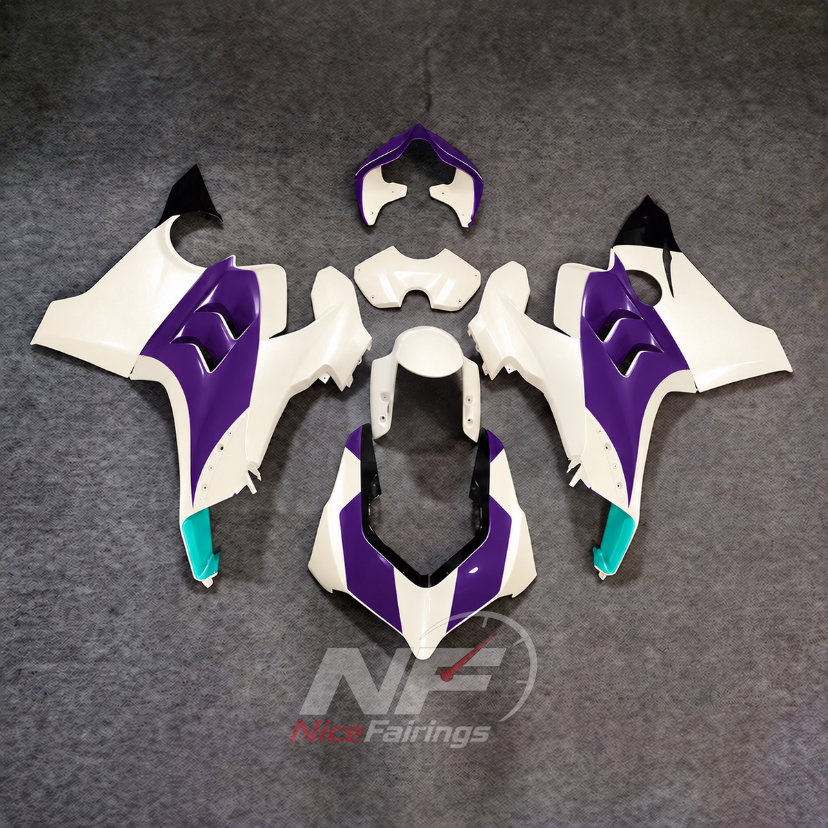 Elite Matte Black Motorcycle Bodywork Kit Fits 2020-2021 DUCATI Panigale V4 V4S - Circuit Specification | NiceFairings - paint design NO.2 option image
