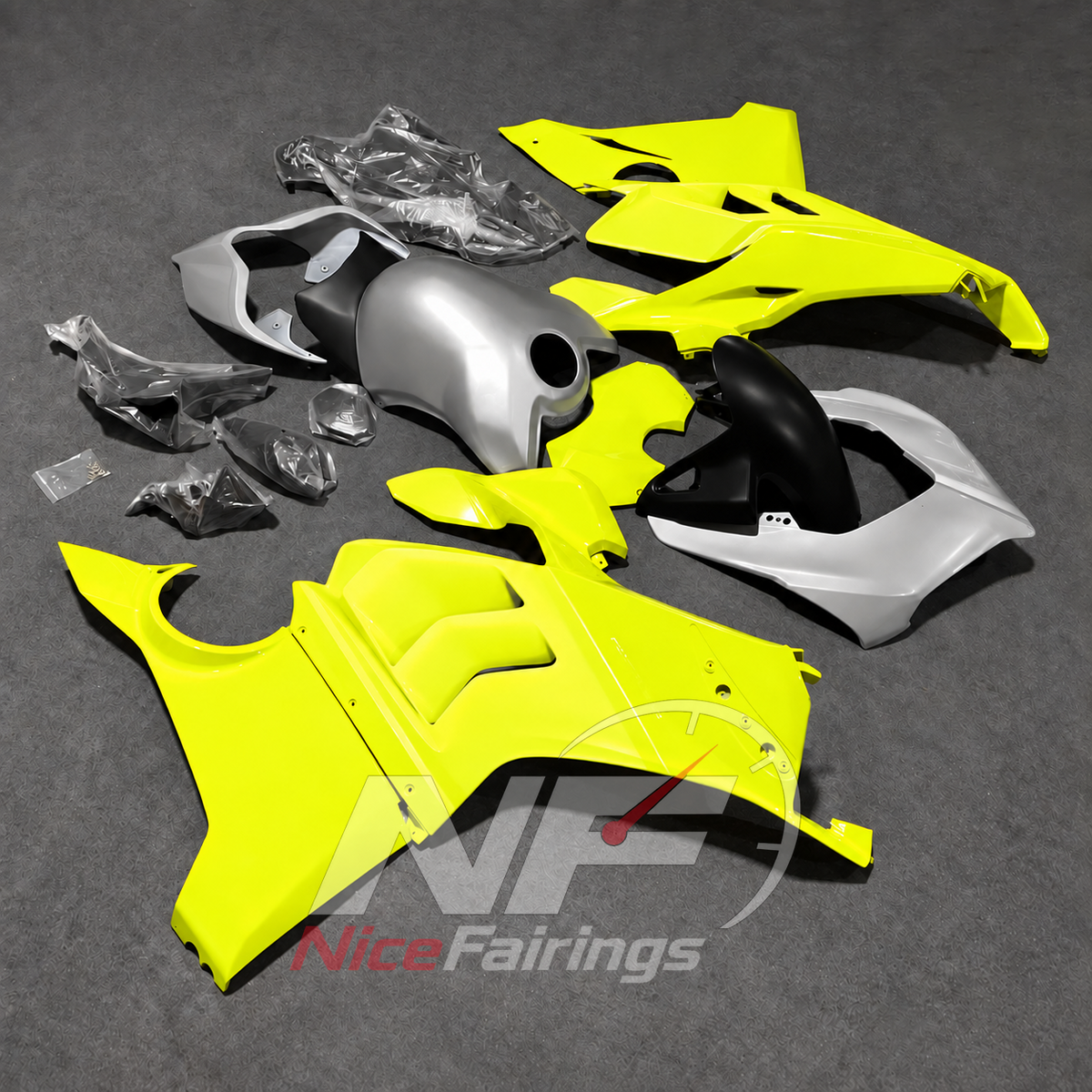 UV-Protected Yellow Sportbike Bodywork Set Fits 2020-2021 DUCATI Panigale V4 V4S - Aero-Dynamic Edition | NiceFairings - side angle image