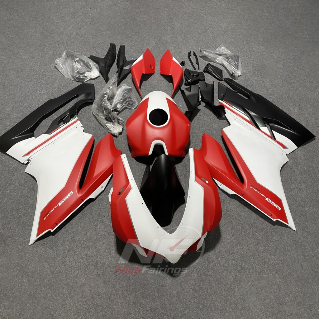 Motorcycle Fairing Kit Fits 2015-2019 DUCATI Panigale 959 1299 - ABS Plastic - White Black | NiceFairings - paint design NO.3 option image