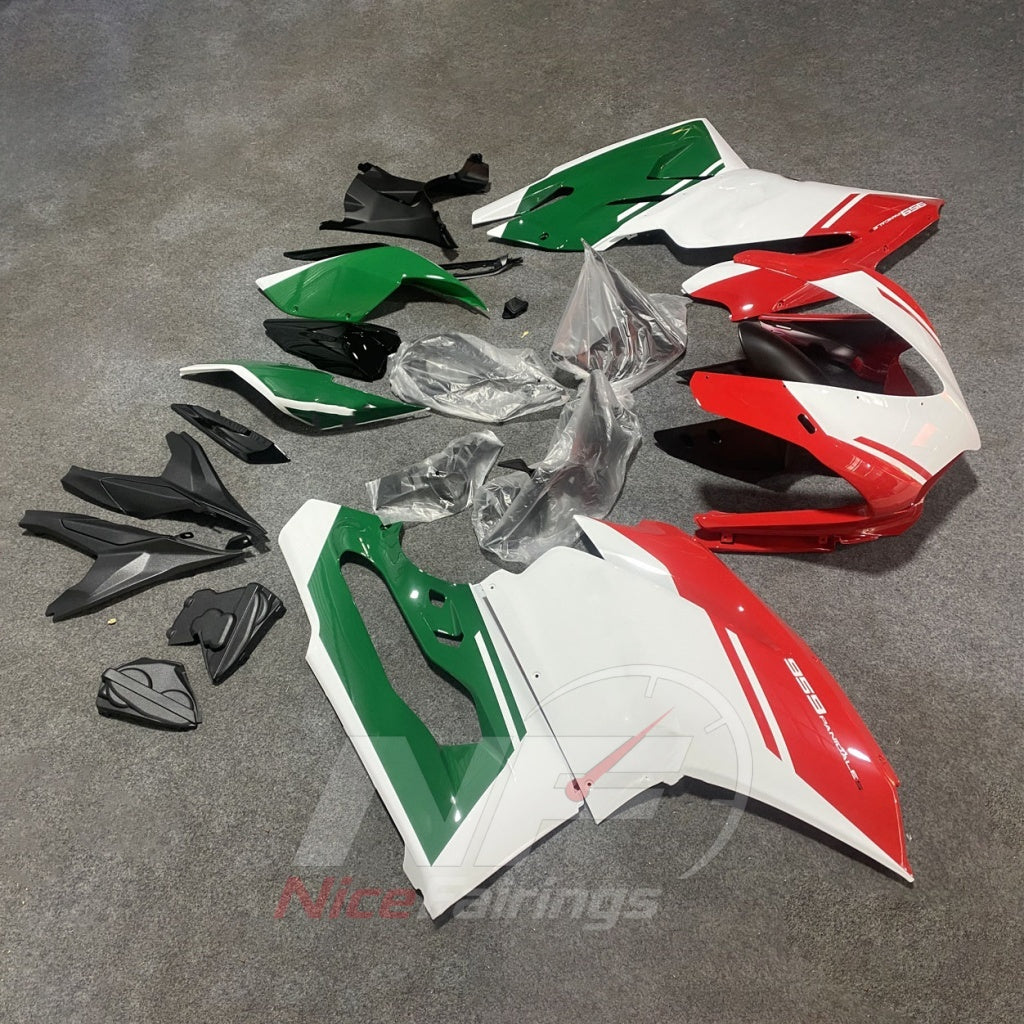 Fairing Kit Fits 2015-2019 DUCATI Panigale 959 1299 - ABS Plastic - Red White Green | NiceFairings - side angle image