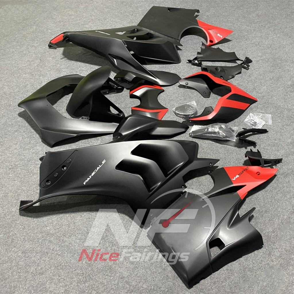 Elite Matte Black Motorcycle Bodywork Kit Fits 2020-2021 DUCATI Panigale V4 V4S - Circuit Specification | NiceFairings - front angle image