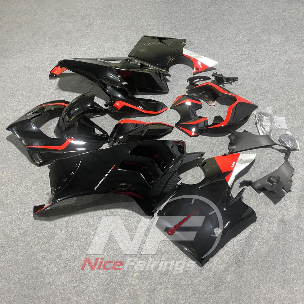 Ready-To-Install Black Cowling Panel Set Fits DUCATI Panigale V4 V4S 2020-2021 | NiceFairings - front angle image