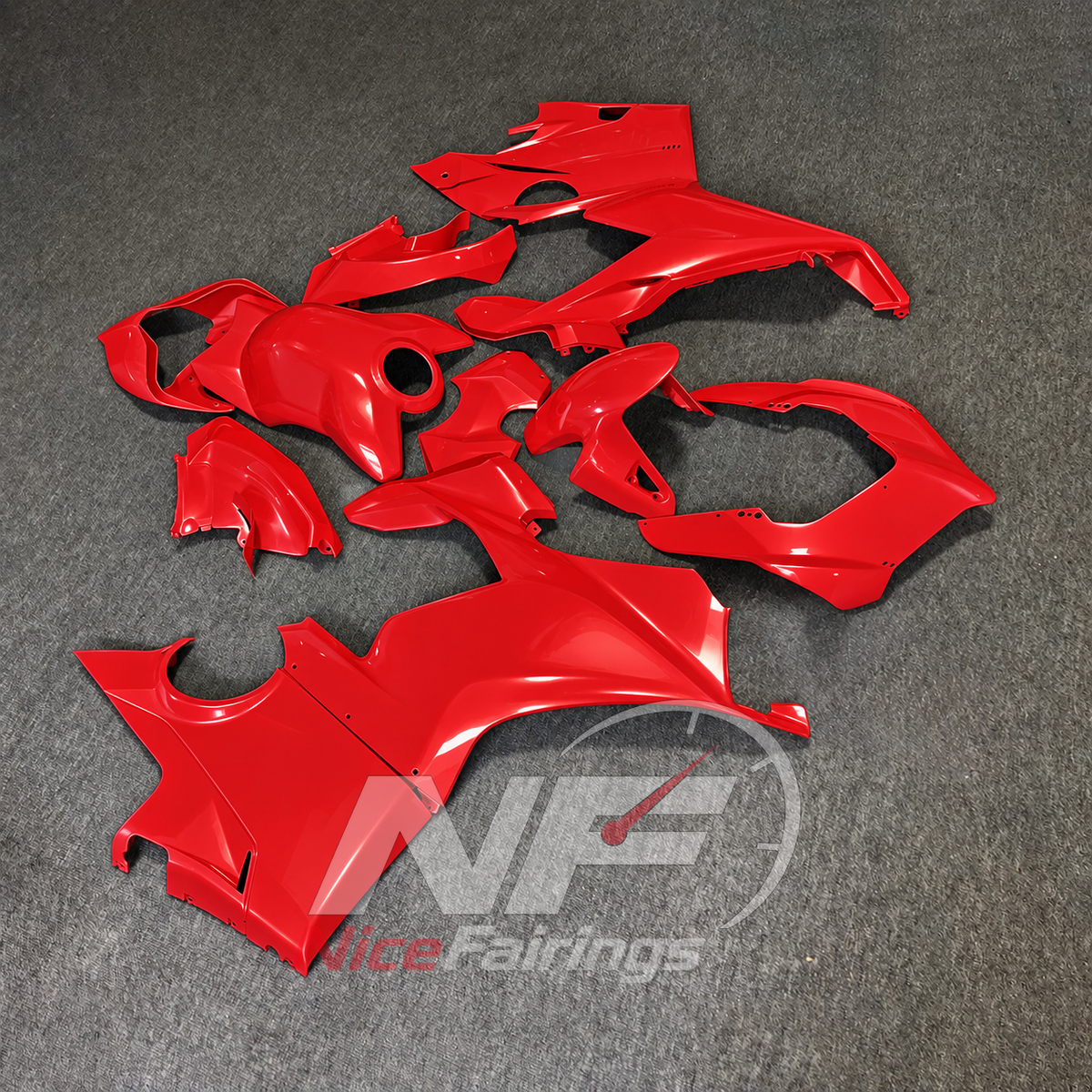 Injection-Molded Motorcycle Bodywork Kit Fits DUCATI Panigale V4 V4S 2018-2019 - Red Painted | NiceFairings - side angle image