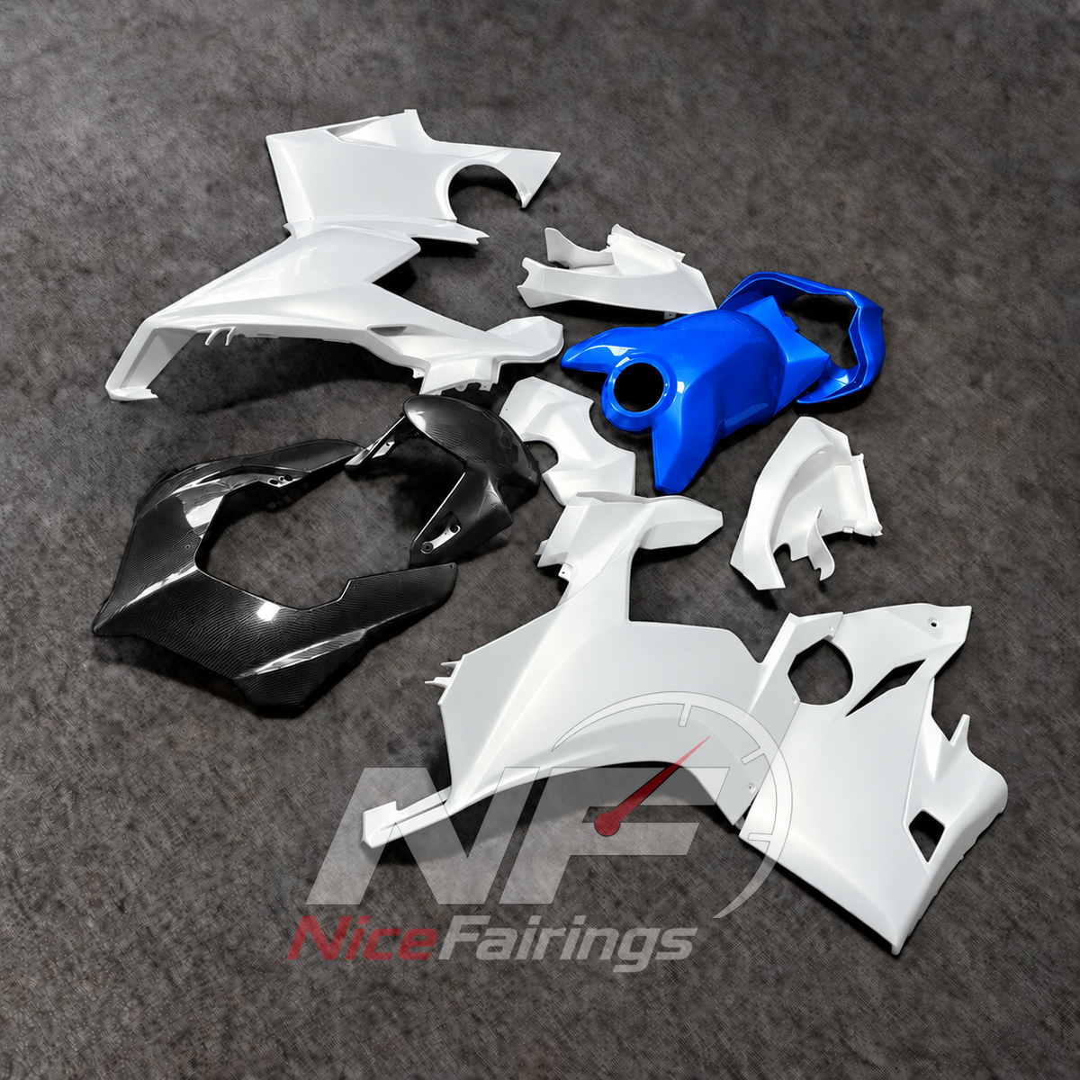 Injection-Molded ABS Fairing Kit Fits DUCATI Panigale V4 V4S 2018-2019 - White Replacement | NiceFairings - side angle image