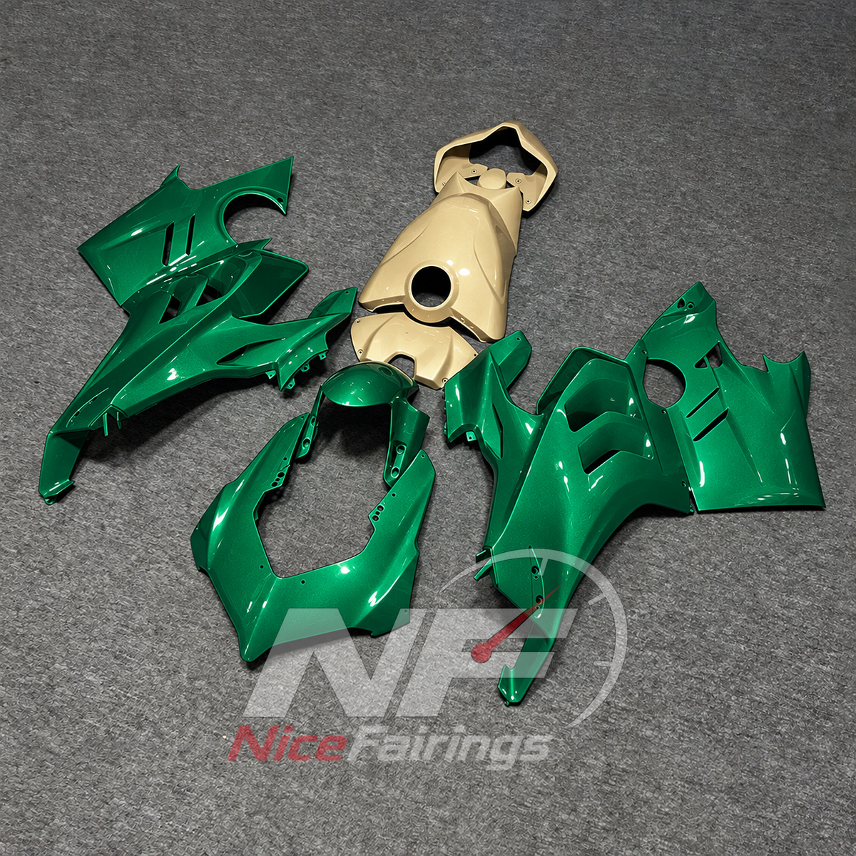 Glossy Finish Green ABS Plastic Bodywork Kit Fits DUCATI Panigale V4 V4S 2022-2024 | NiceFairings - front angle image