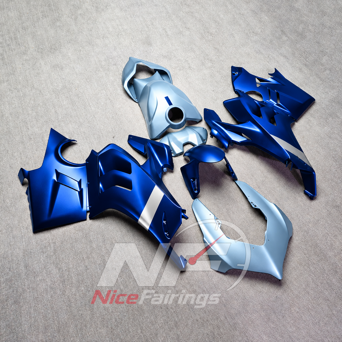 Premium Blue Sportbike Fairing Set Fits DUCATI Panigale V4 V4S 2022-2024 | NiceFairings - side angle image