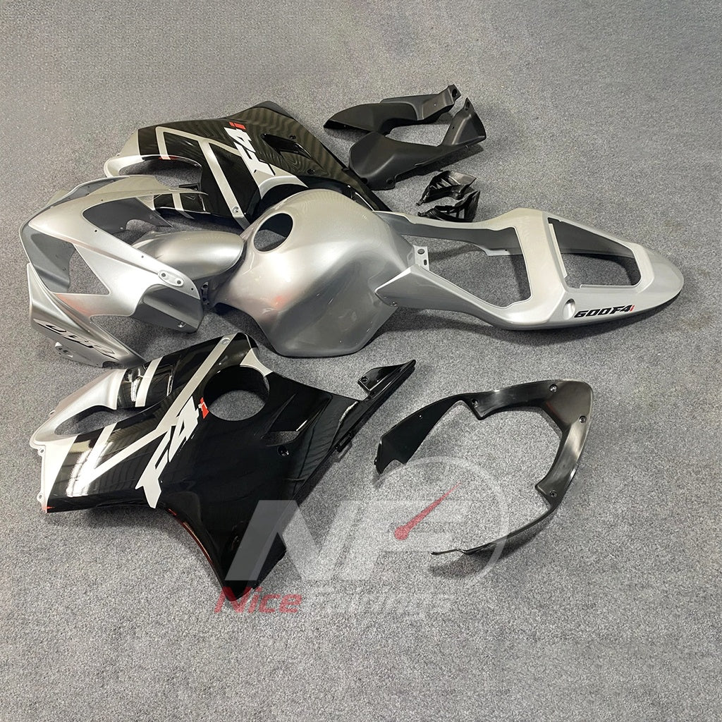 Aftermarket Fairing Kit Fits 2001-2003 HONDA CBR600 F4i - ABS Plastic - Silver Black White | NiceFairings - front angle image