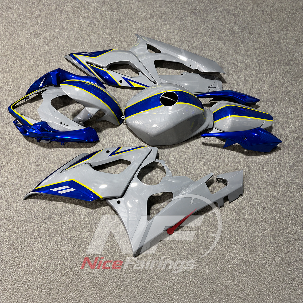 Replacement White Injection-Molded Fairing Set Fits SUZUKI GSX-R1000 K5 2005-2006 | NiceFairings - front angle image