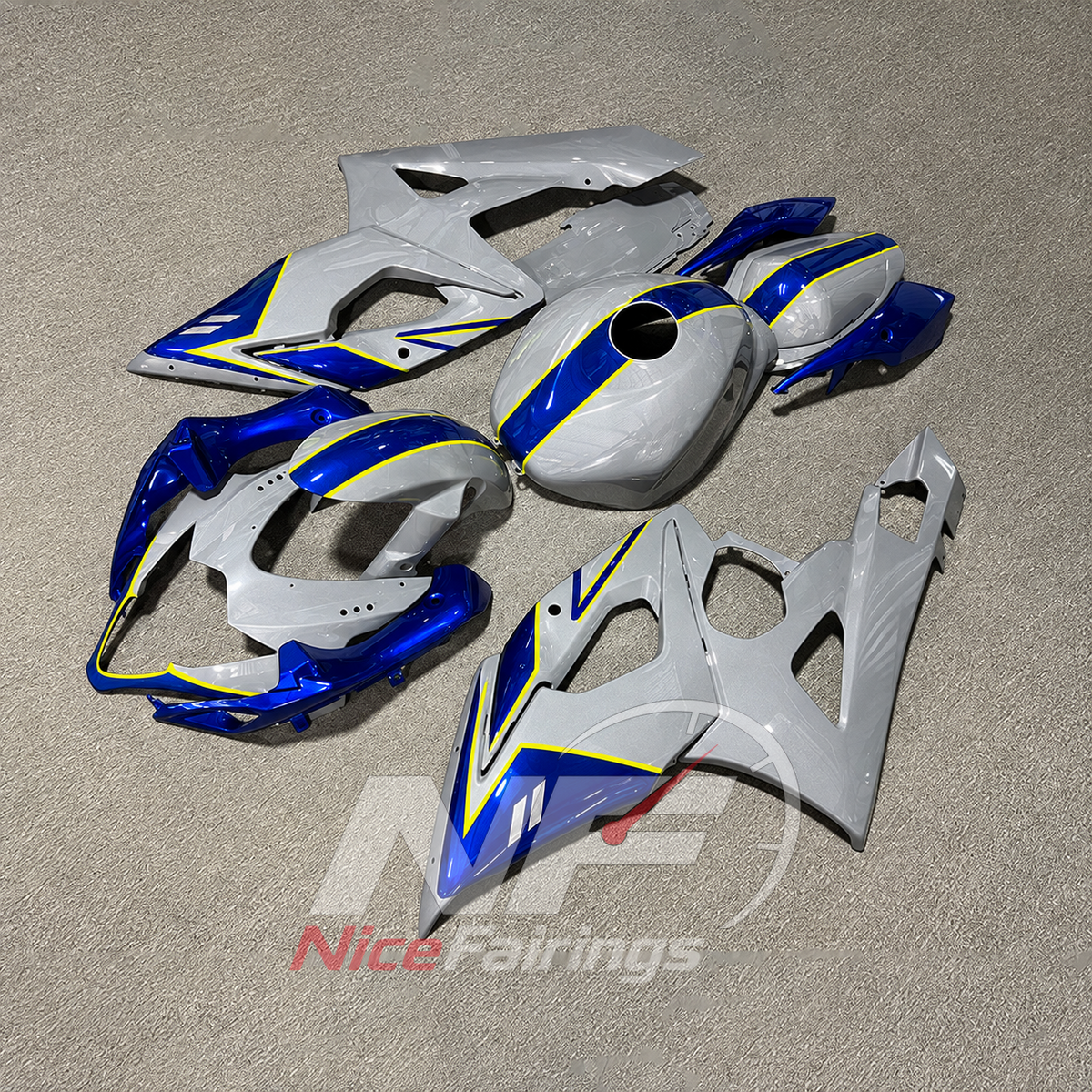 Replacement White Injection-Molded Fairing Set Fits SUZUKI GSX-R1000 K5 2005-2006 | NiceFairings - side angle image