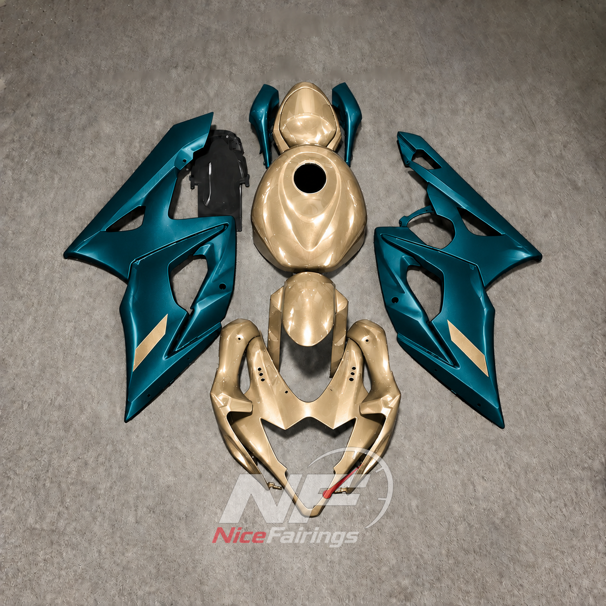 Replacement White Injection-Molded Fairing Set Fits SUZUKI GSX-R1000 K5 2005-2006 | NiceFairings - paint design NO.7 option image