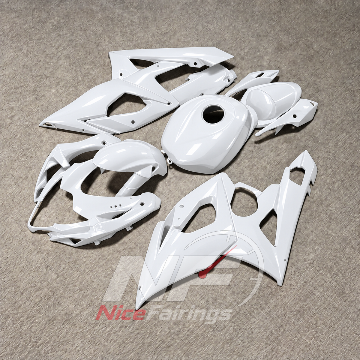 Premium White Sportbike Bodywork Set Fits 2005-2006 SUZUKI GSX-R1000 K5 | NiceFairings - front angle image