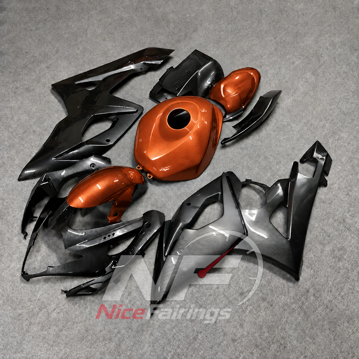Carbon-Fiber-Style Injection-Molded Bodywork Set Fits 2005-2006 SUZUKI GSX-R1000 K5 | NiceFairings - front angle image