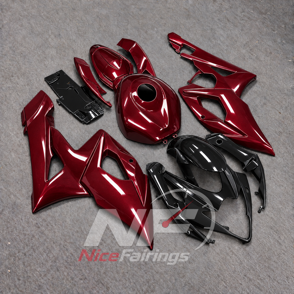 Red ABS Body Panel Kit Fits 2005-2006 SUZUKI GSX-R1000 K5 | NiceFairings - front angle image