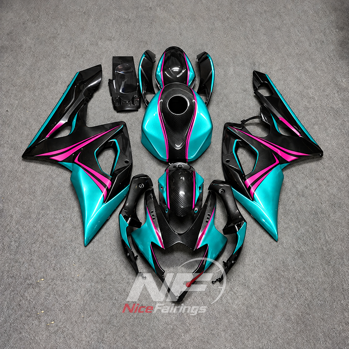 Custom-Painted Orange Carbon-Fiber-Style ABS Fairing Panel Kit Fits SUZUKI GSX-R1000 K5 2005-2006 | NiceFairings - paint design NO.2 option image