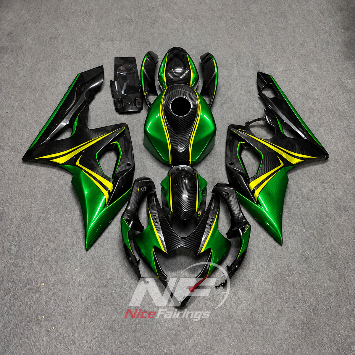 Carbon-Fiber-Style Injection-Molded Bodywork Set Fits 2005-2006 SUZUKI GSX-R1000 K5 | NiceFairings - paint design NO.4 option image