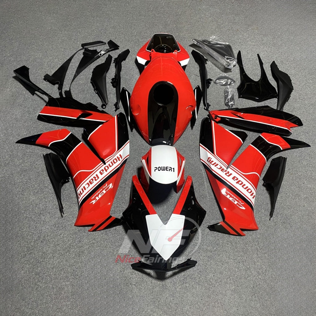 Painted White ABS Plastic Cowling Kit Fits 2012-2016 HONDA CBR1000RR | NiceFairings - paint design NO.7 option image