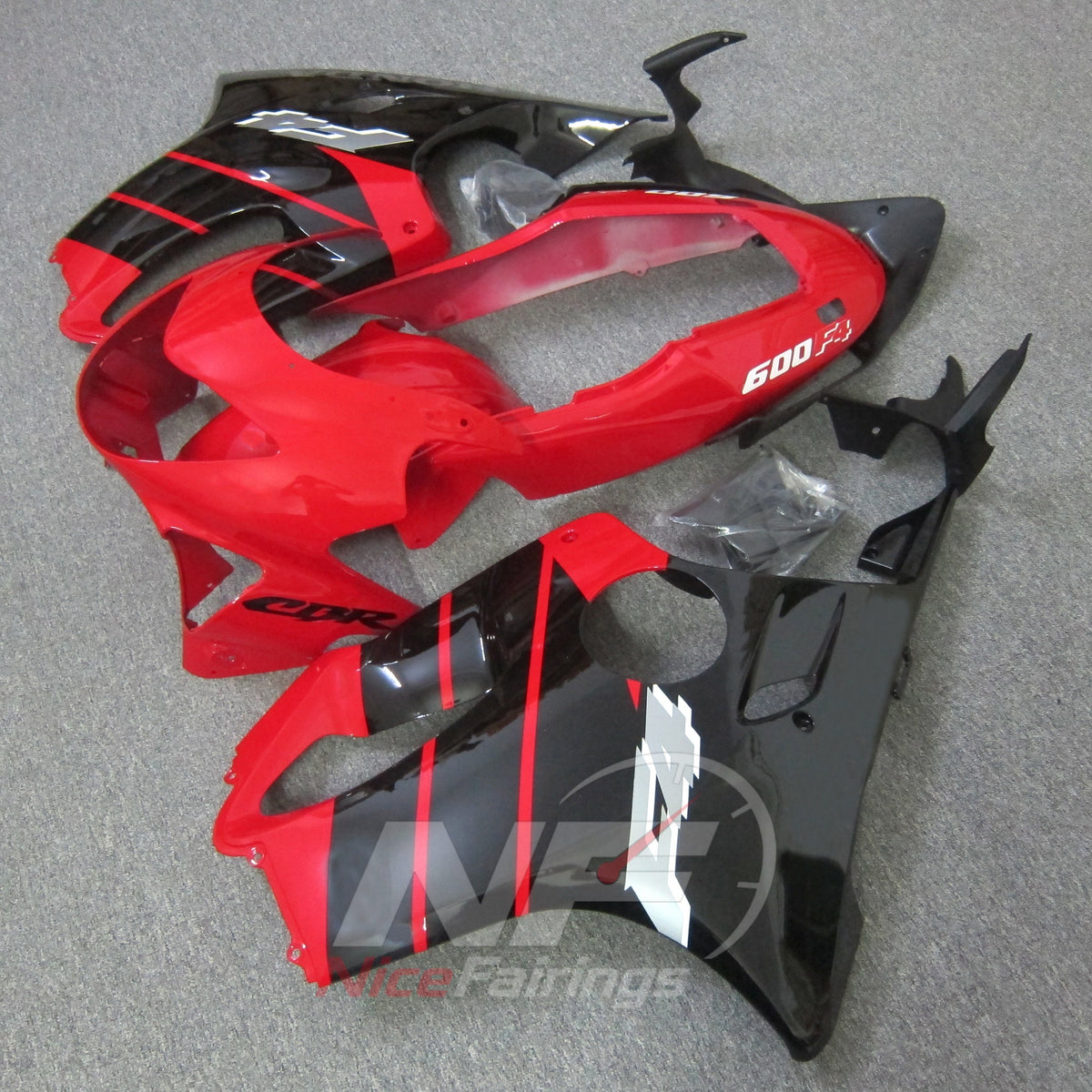 Custom Fairings Fit 1999-2000 HONDA CBR600 F4 - ABS Plastic - Red Black White | NiceFairings - side angle image