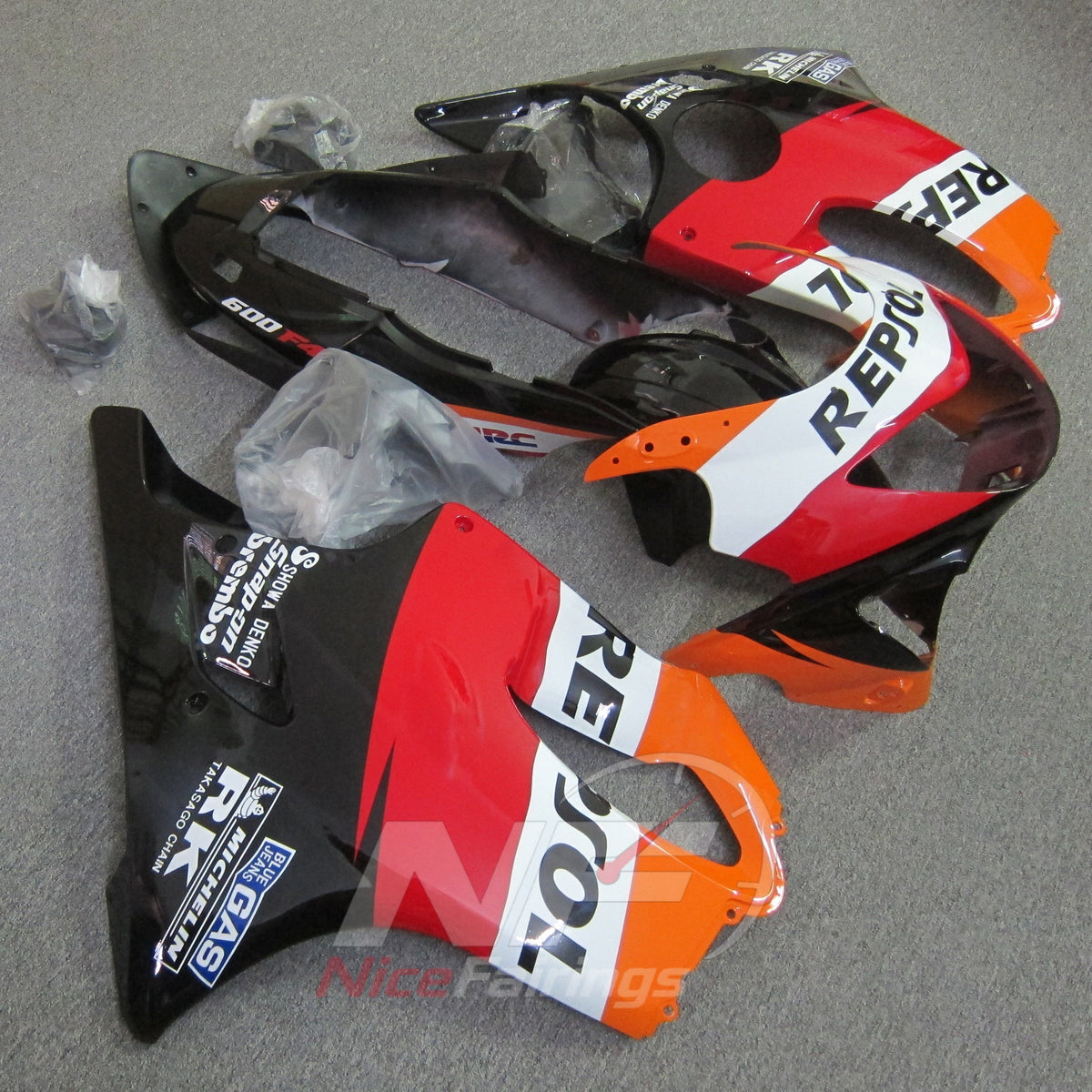 ABS Plastic Fairing Kit Fits 1999-2000 HONDA CBR600 F4 - Bodywork - Red Orange Black | NiceFairings - front angle image
