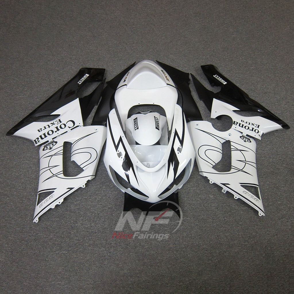 Kawasaki ZX6R 2005-2006 White outlined panel graphics - front view