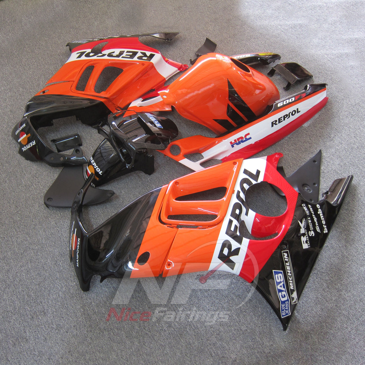 Aftermarket Fairing Kit Fits 1995-1996 HONDA CBR600 F3 - ABS Plastic - Orange White Black | NiceFairings - side angle image