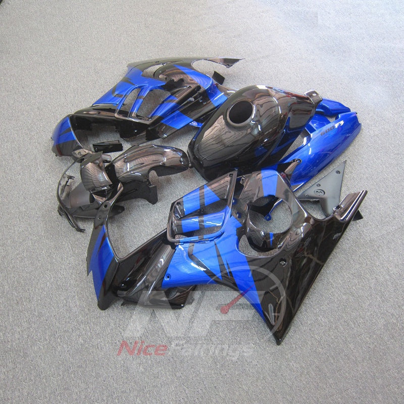 Replacement Fairings Fit 1995-1996 HONDA CBR600 F3 - ABS Plastic - Blue Black Gray | NiceFairings - side angle image