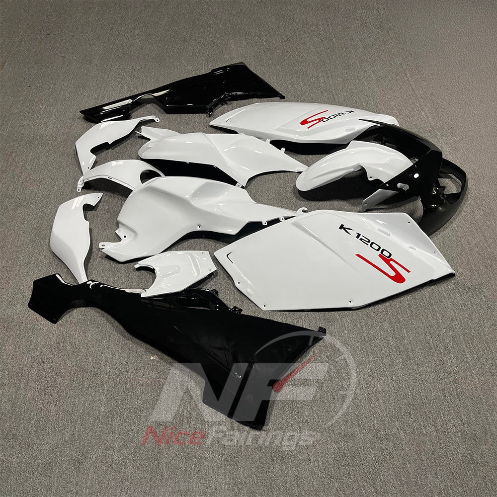 Fairings Kit Fits 2005-2010 BMW K1200S - Aftermarket ABS Bodywork - White Black Red | NiceFairings - side angle image
