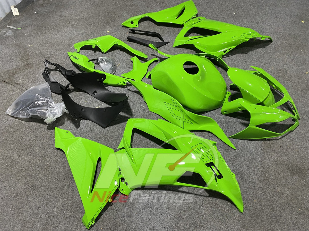 Aftermarket Green Cowling Panel Set Fits KAWASAKI ZX6R 2013-2018 | NiceFairings - front angle image