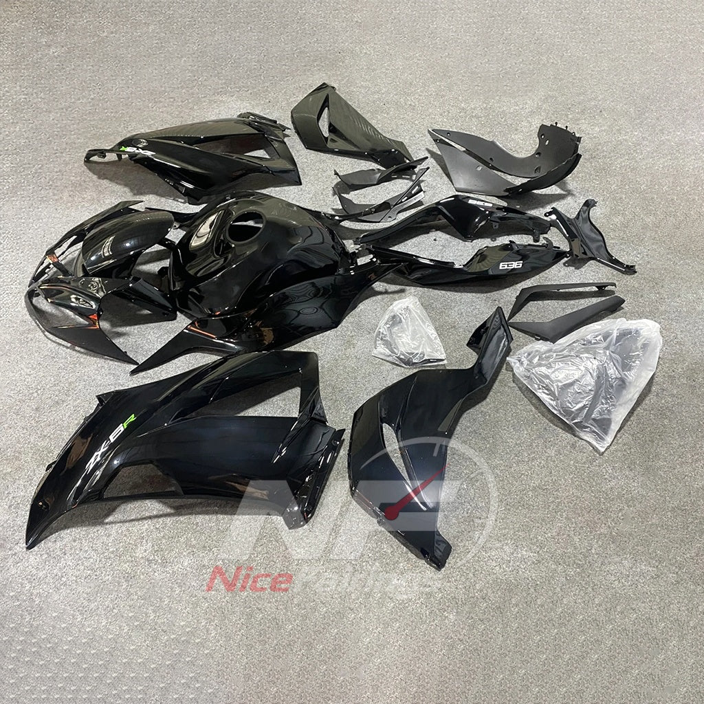Replacement Black ABS Injection Fairing Kit Fits 2013-2018 KAWASAKI ZX6R | NiceFairings - side angle image