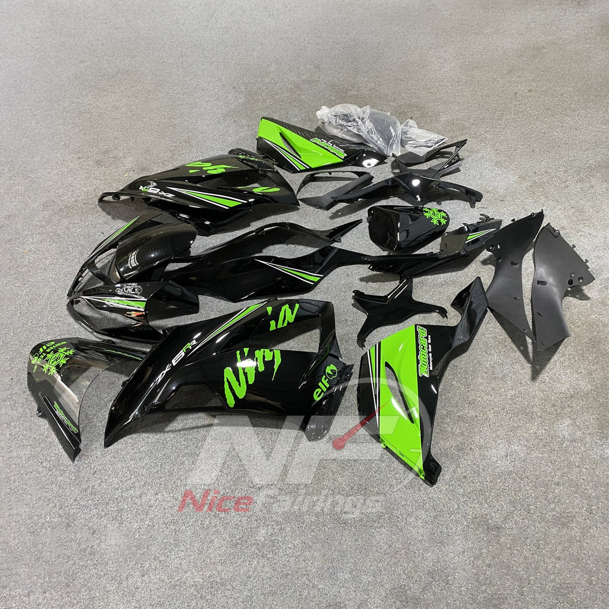 Aftermarket Replacement Body Panels Compatible with 2013-2018 KAWASAKI ZX6R | NiceFairings - front angle image