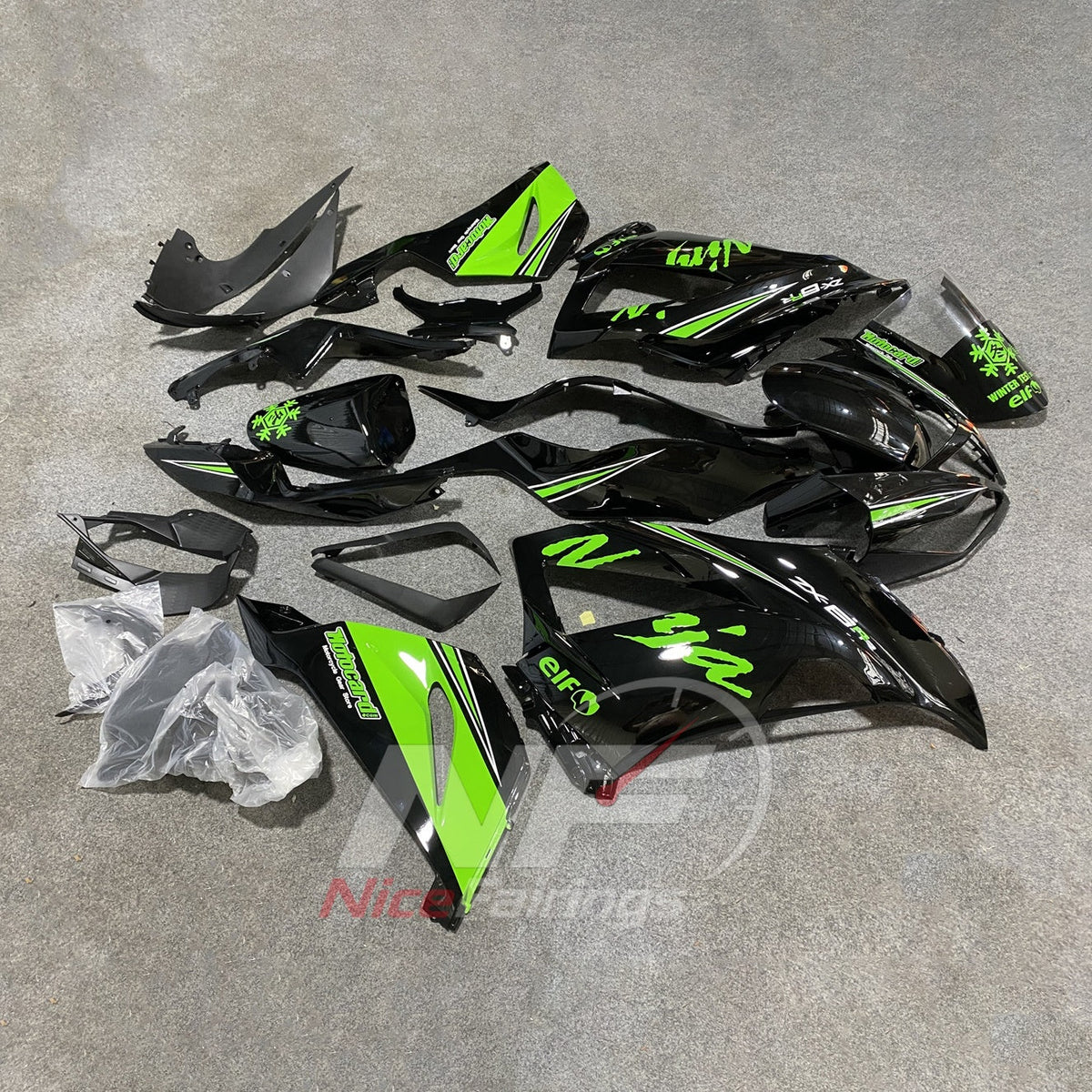 Aftermarket Replacement Body Panels Compatible with 2013-2018 KAWASAKI ZX6R | NiceFairings - side angle image