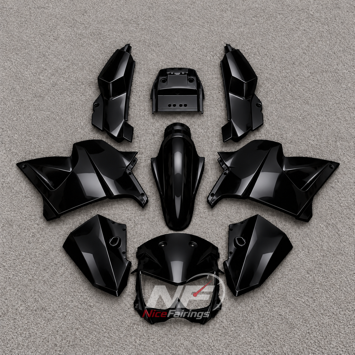 Aftermarket Fairing Kit Fits 2005-2008 KAWASAKI KLE500 - Injection-Molded ABS Plastic - Gloss Black | NiceFairings - main product image