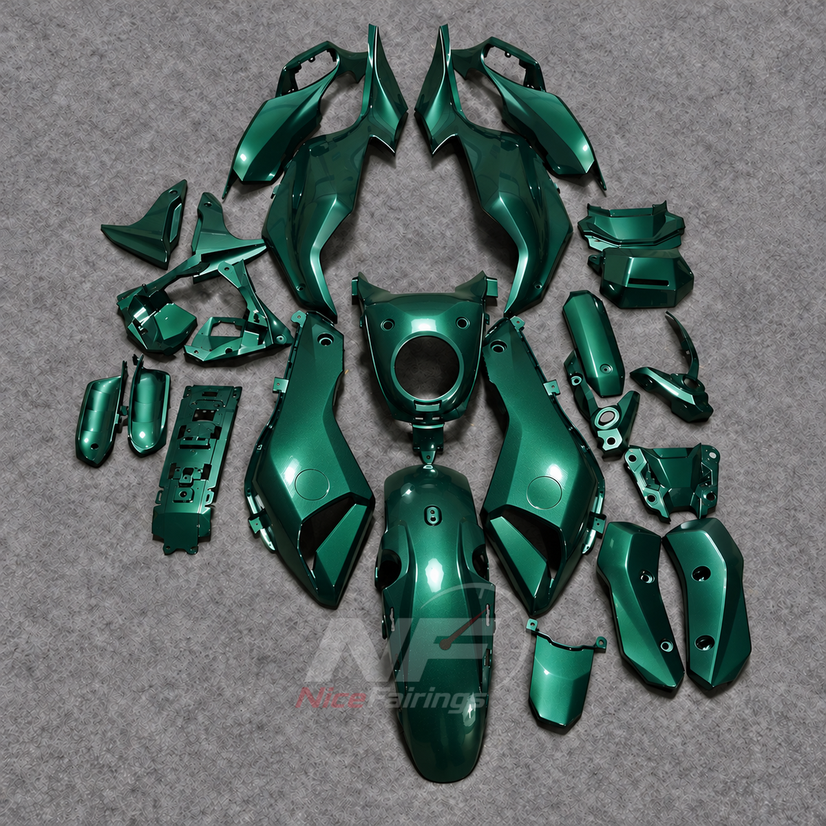 2014-2017 Yamaha MT-07 FZ-07 ABS fairing kit - Deep Green ABS Fairings - front layout