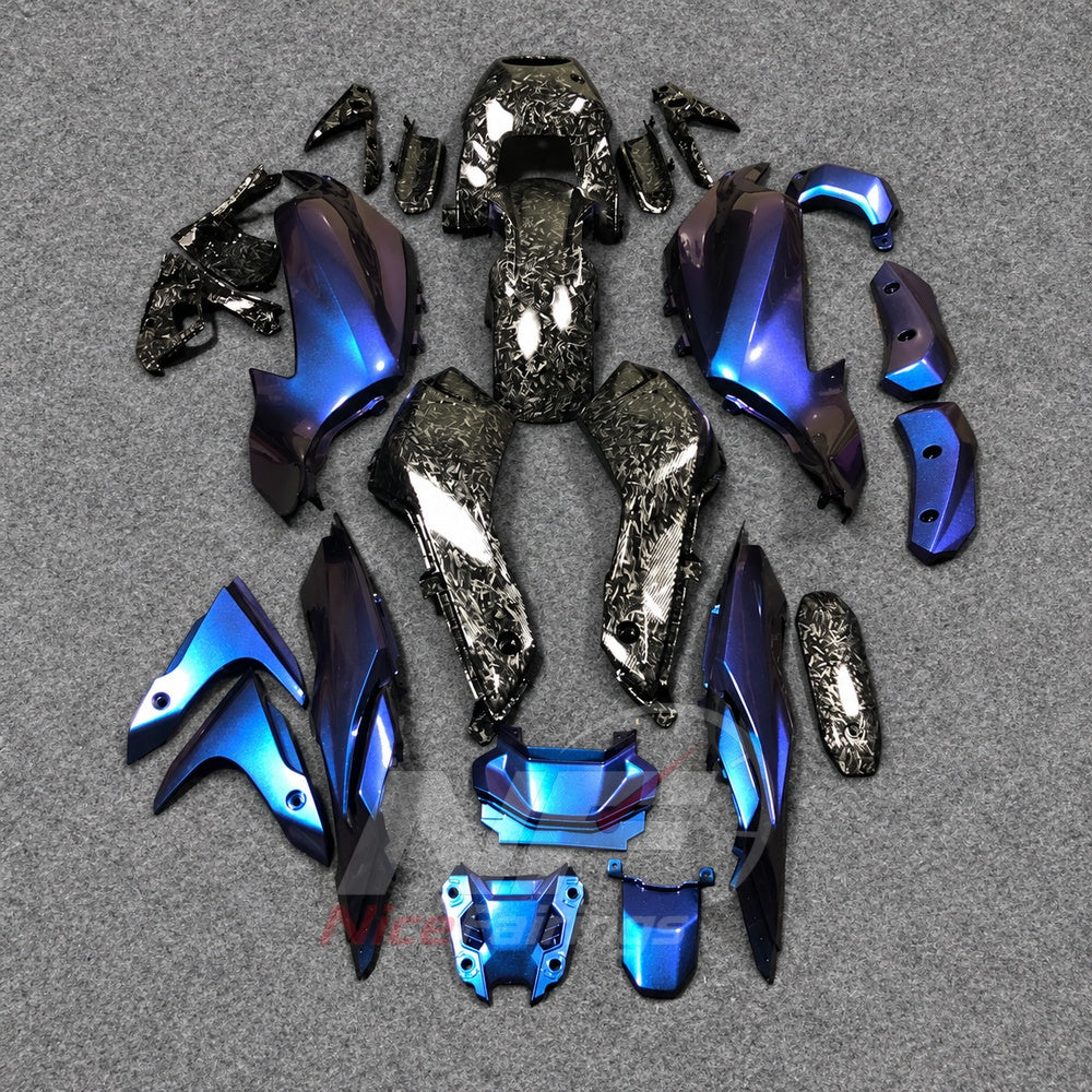 2014-2017 Yamaha MT-07 FZ-07 ABS fairing kit - Blue Purple Carbon Fiber Look ABS - view 3